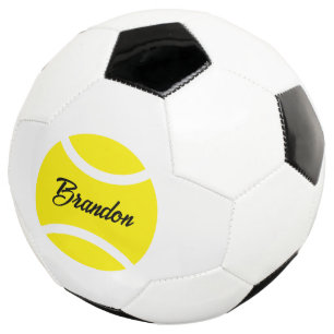 Personalised soccer ball with tennis ball logo