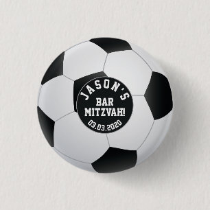 Personalised Soccer Bar Mitzvah Favour 3 Cm Round Badge