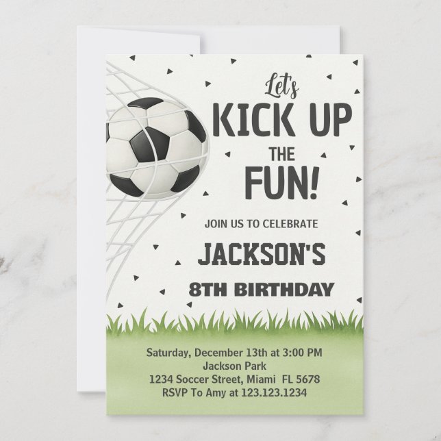 Personalised Soccer Birthday Invitation (Front)