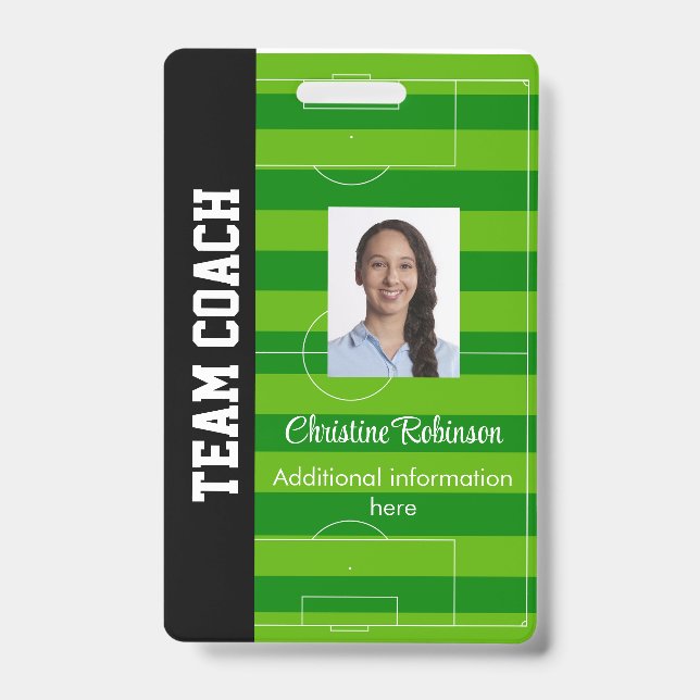 Personalised Soccer coach badge ID Badge (Front)