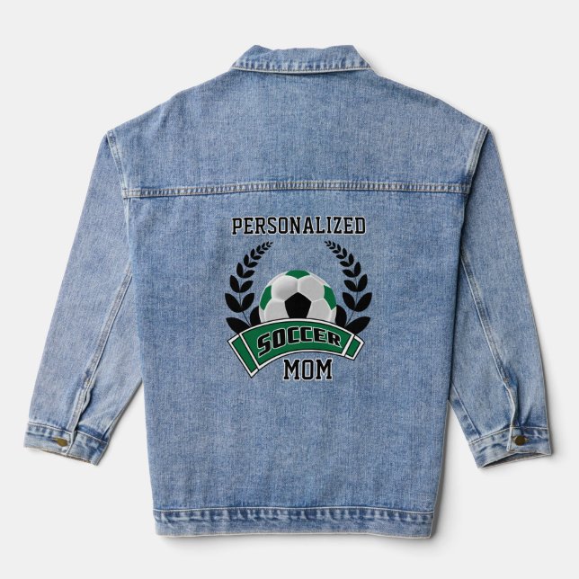 Personalised Soccer - Dark Green Denim Jacket (Back)