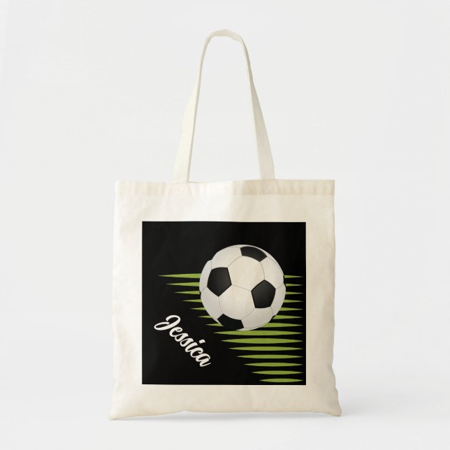 Personalised soccer design with name and ball tote (Front)