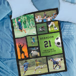 Personalised Soccer Football Photo Collage Fleece Blanket<br><div class="desc">Create your own personalised, custom colour soccer photo blanket utilising this photo collage template with 10 pictures and the player name, number and team or club name in your choice of background colour (shown in black). CHANGES: You can change the background colour or text font style, colour, size and placement...</div>