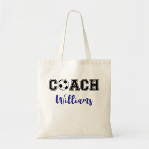 Personalised soccer / futbol coach team tote bag