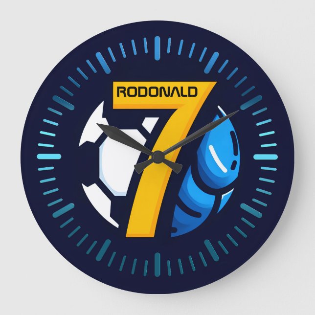 Personalised Soccer Gift, Soccer 7 Large Clock (Front)