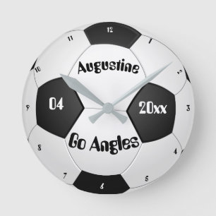 Personalised Soccer Gifts for Boys & Girls clock. Round Clock