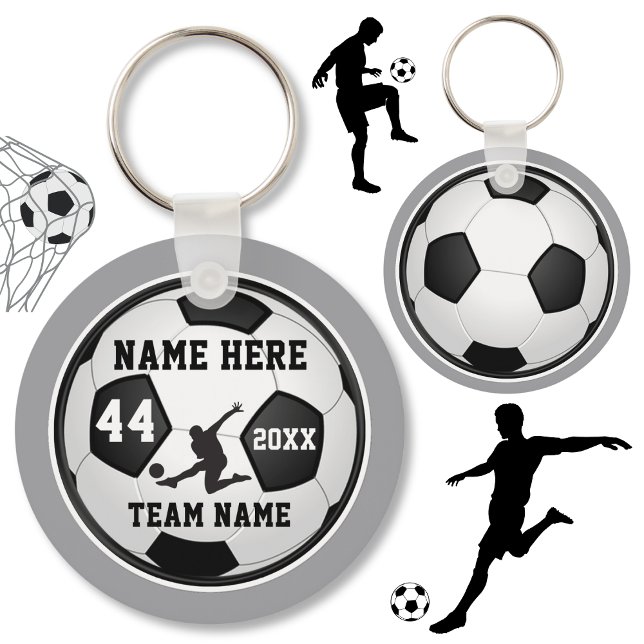 Personalised Soccer Gifts for Boys, Your Colours Key Ring (Personalized Soccer Team Gifts. Cheap soccer gifts. Soccer party favors. Boys soccer.)