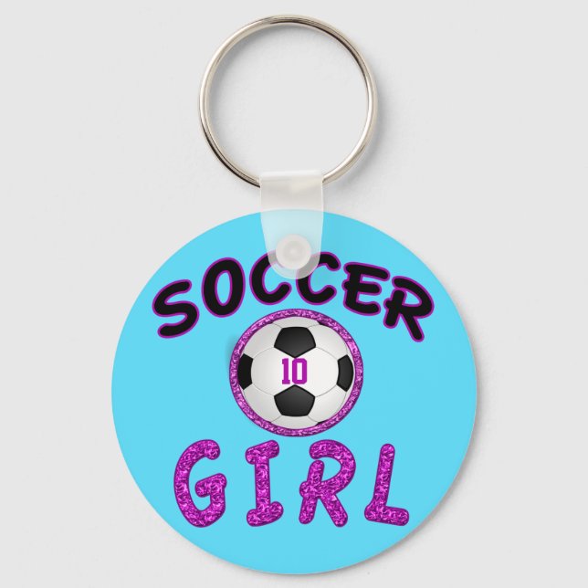 Personalised Soccer Gifts for Girls Team or Player Key Ring (Front)