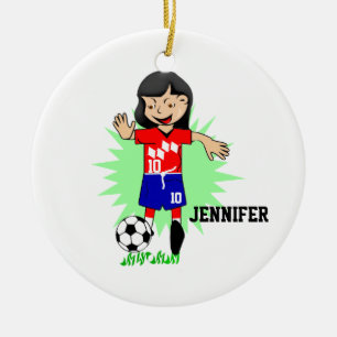 Personalised Soccer Girl Playing Ornament