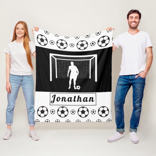 Personalised Soccer Goalie Goalkeeper Football Men Fleece Blanket (In Situ)