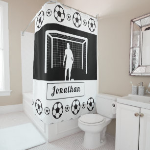 Personalised Soccer Goalie Goalkeeper Football Men Shower Curtain
