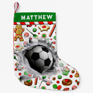 Personalised Soccer Holiday Gift Small Christmas Stocking