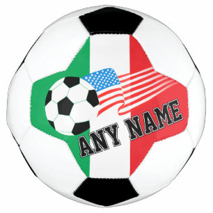 Personalised Soccer Italian American Flag Design Ball