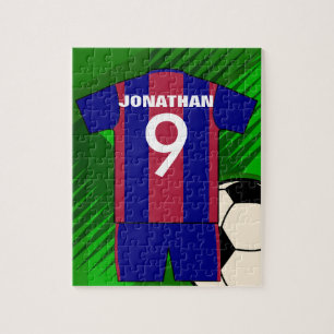 Personalised soccer jersey and ball jigsaw puzzle