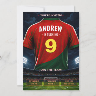 Personalised Soccer Jersey Birthday Invitation