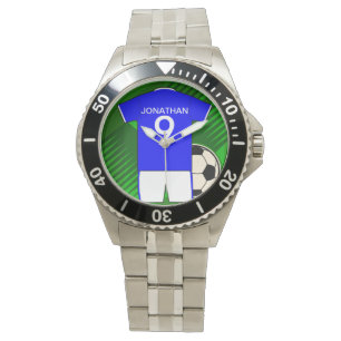 Personalised Soccer Jersey Blue and White Watch