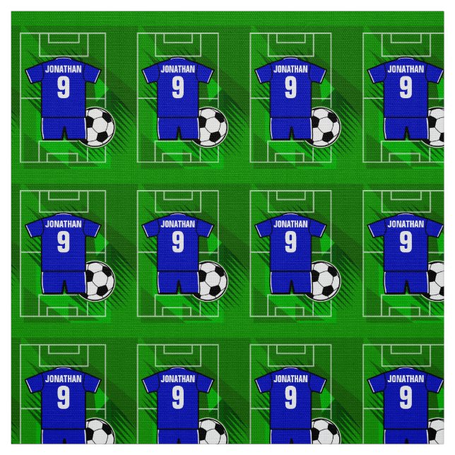 Personalised Soccer Jersey Blue with White Fabric (Swatch)