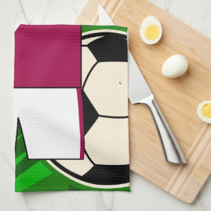 Personalised Soccer Jersey Claret and Blue Tea Towel