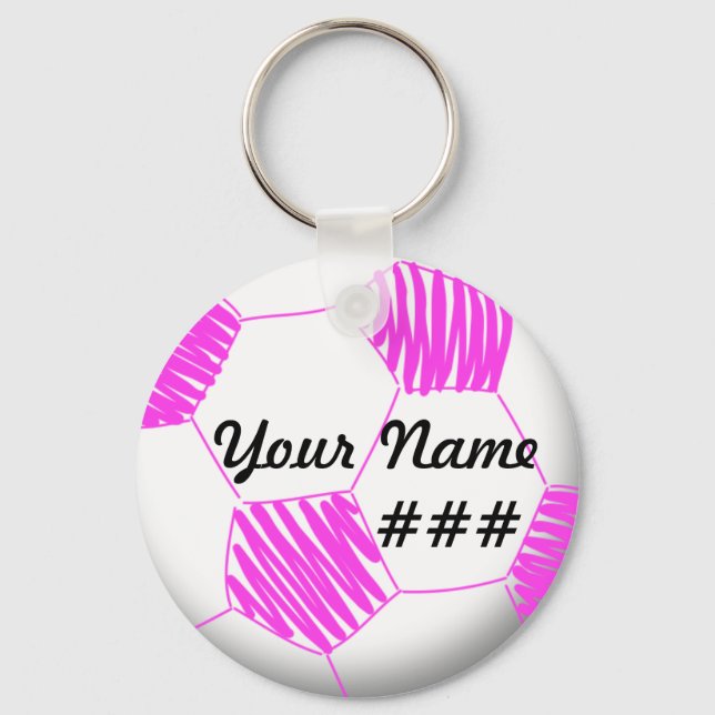 Personalised Soccer Keychain Pink (Front)