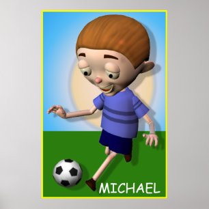 Personalised Soccer Kid Boy Poster