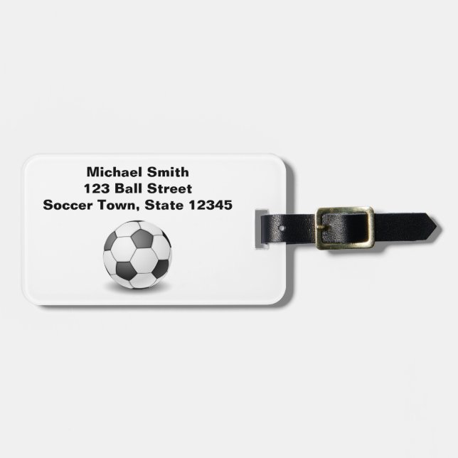 Personalised SOCCER Luggage Tag (Front Horizontal)