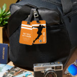 Personalised Soccer Mad | Footballer Orange Travel Luggage Tag<br><div class="desc">Cool sporty luggage tag of a soccer player playing football personalised with your child's name.</div>