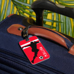 Personalised Soccer Mad | Footballer Red Travel Luggage Tag<br><div class="desc">Cool sporty luggage tag of a soccer player playing football personalised with your child's name. Background can be changed to any colour.</div>