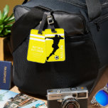 Personalised Soccer Mad | Footballer Yellow Travel Luggage Tag<br><div class="desc">Cool sporty luggage tag of a soccer player playing football personalised with your child's name.</div>
