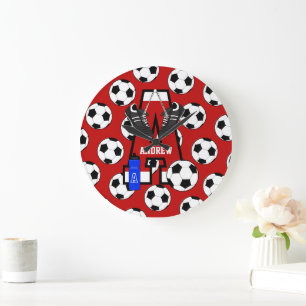 Personalised Soccer Monogram Letter A Large Clock