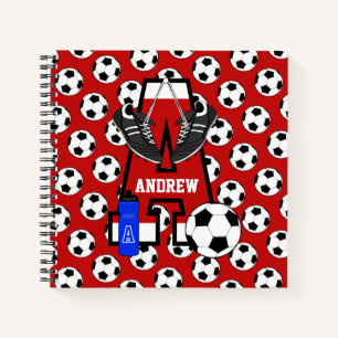 Personalised Soccer Monogram Letter A Notebook