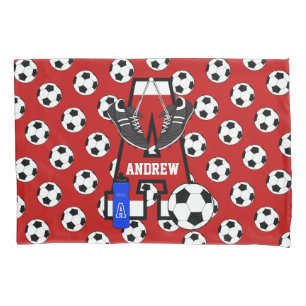 Personalised Soccer Monogram Letter A Pillowcase