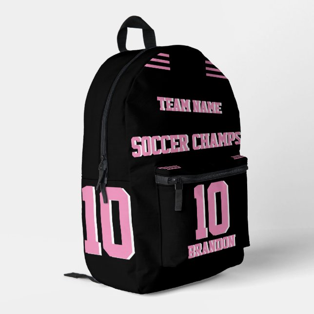 Personalised Soccer Pink Modern Printed Backpack (Back Corner Left)