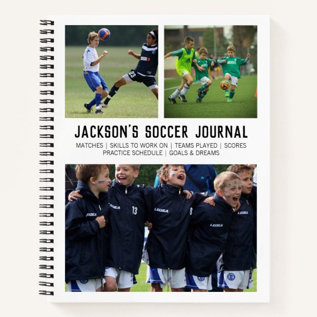 Personalised Soccer Player Team Photo Collage Notebook (Front)