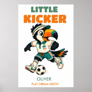 Personalised Soccer Poster Retro Kids Toucan Art