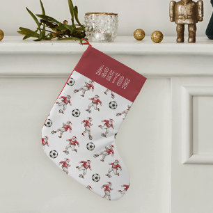 Personalised Soccer Santa Small Christmas Stocking