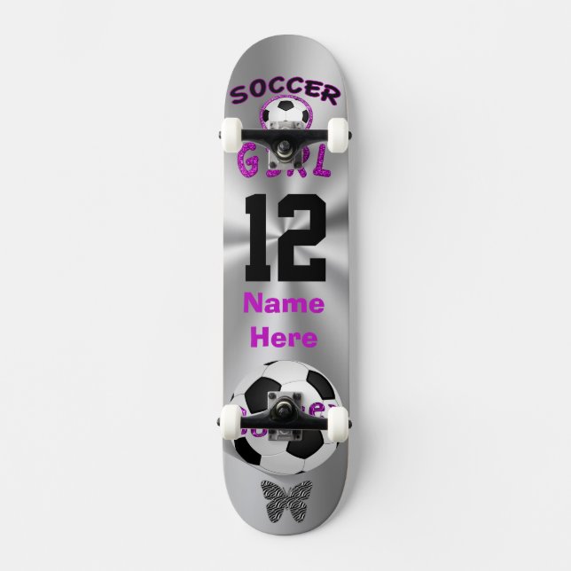 Personalised Soccer Skateboard Deck for Girls (Front)