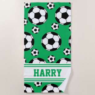 Personalised Soccer Sports Summer Beach Towel