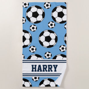 Personalised Soccer Sports Summer Beach Towel