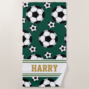 Personalised Soccer Sports Summer Beach Towel