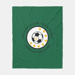 Personalised Soccer Team Name Number Custom Green Fleece Blanket