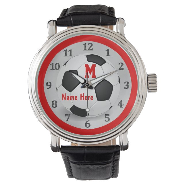 Personalised Soccer Watches with Name and Monogram (Front)