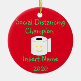 Personalised Social Distancing Champion Ceramic Tree Decoration