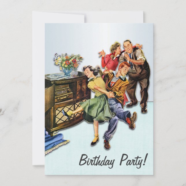 Personalised Sock Hop Birthday Party Retro Invitation (Front)