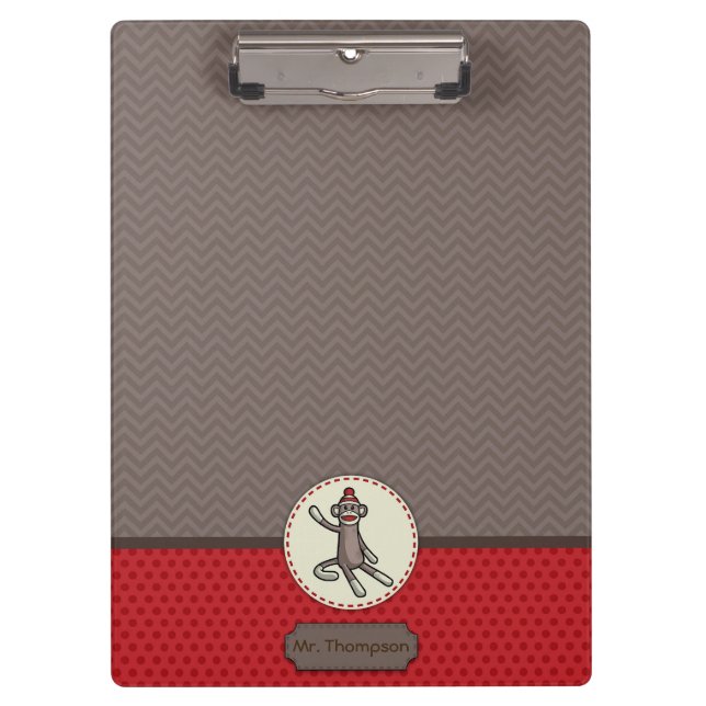 Personalised Sock Monkey Clipboard (Front)