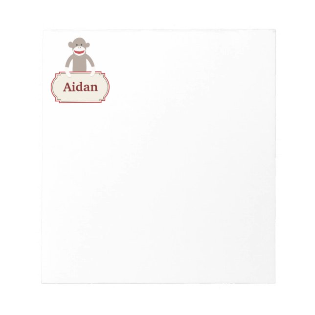 Personalised Sock Monkey Memo Notepad (Front)