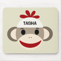 Personalised Sock Monkey Mousepad for Kids