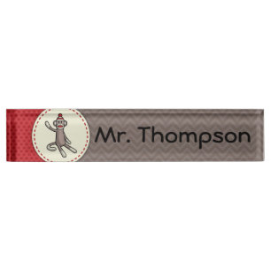 Personalised Sock Monkey Name Plate