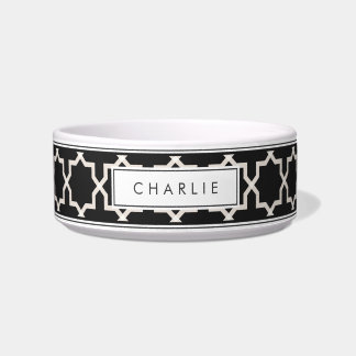Personalised Soft Beige & Eerie Black Pattern Bowl