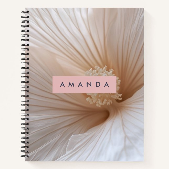 Personalised Soft Blush Petal Bloom Floral Design Notebook (Front)