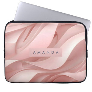 Personalised Soft Blush Pink Abstract Flow Design Laptop Sleeve